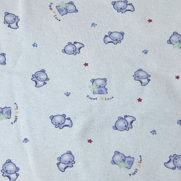 Carters Vintage Baby Blanket Puppy Love Blue Stars Dots Cotton Child of Mine - Picture 2 of 5